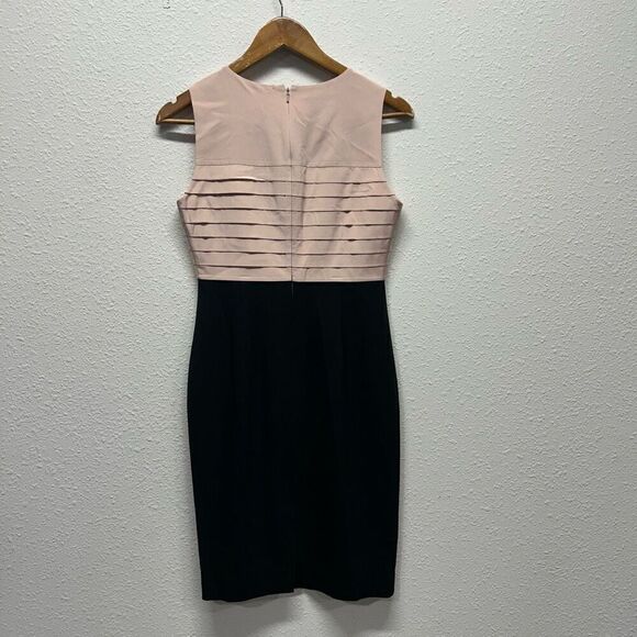 Hobbs Pink Black Colorblock Sleeveless Sheath Silk Dress Women's Size 2 - Picture 8 of 14